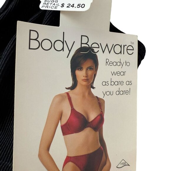 WARNER'S Bra 34D Black Underwire Stretch Ribbed Body Beware Bare Collection NWT - Picture 2 of 9